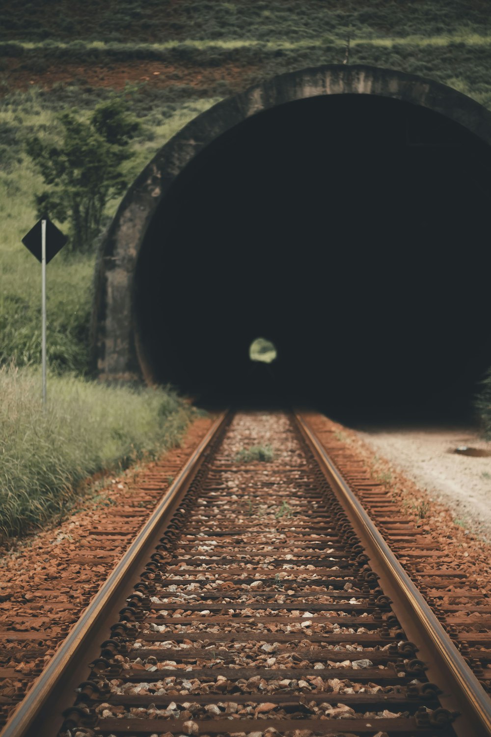 brown train railway viewing tunnel