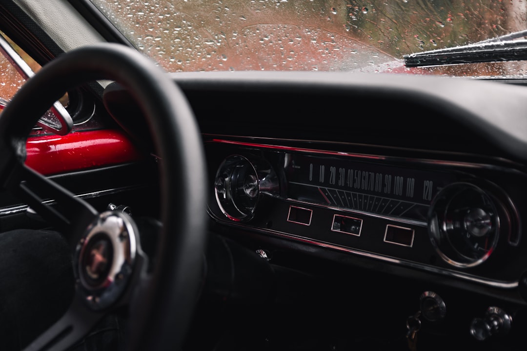 black car steering wheel