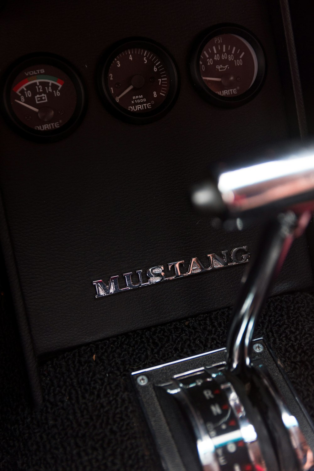 black Ford Mustang car interior