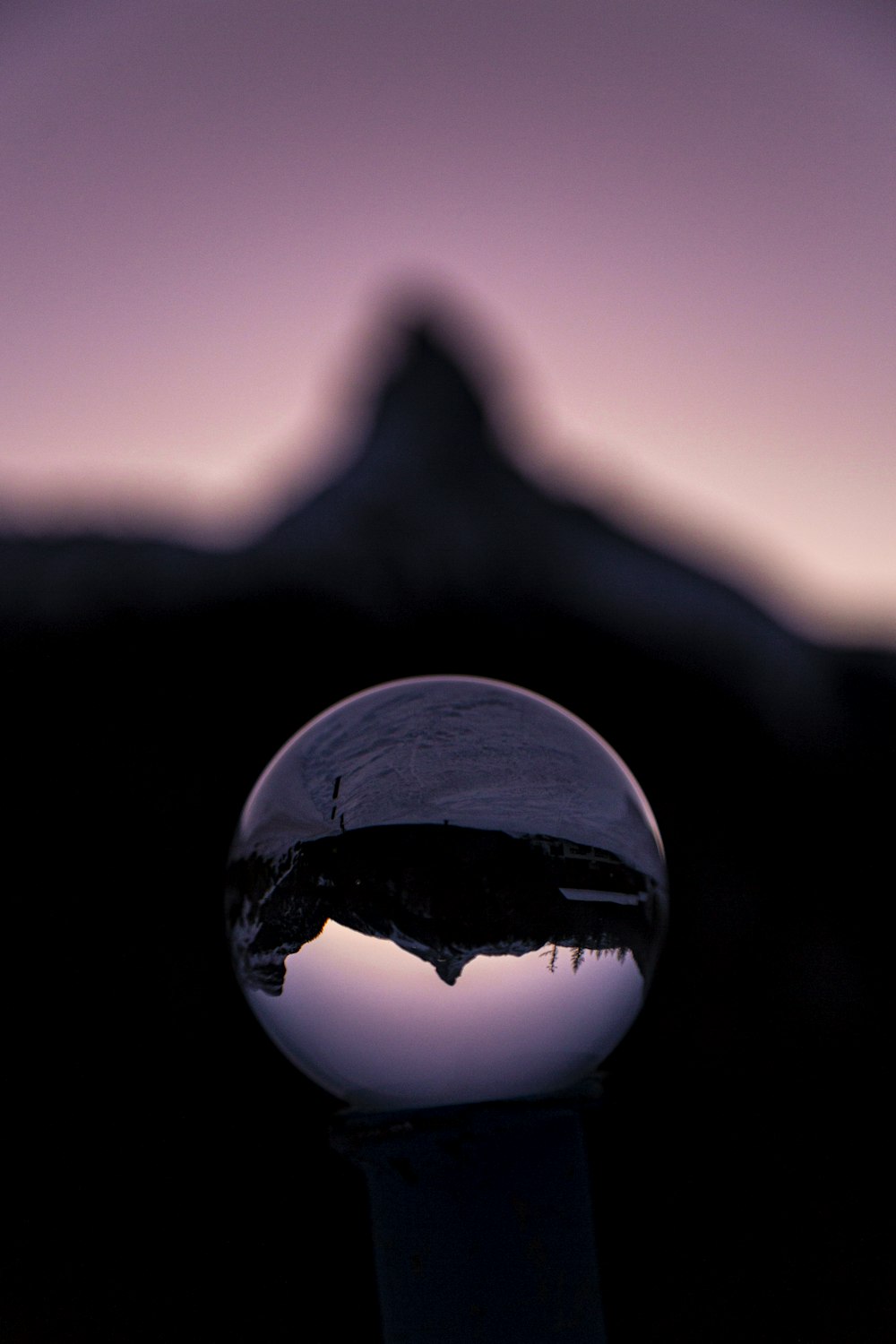 lensball photography of mountain