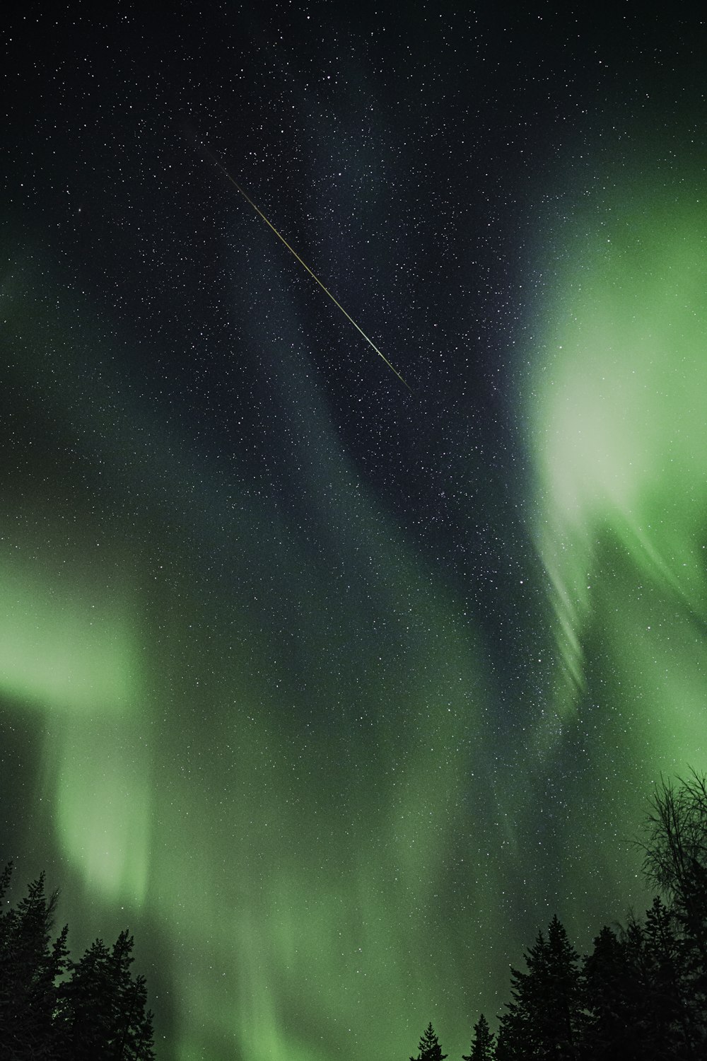 Aurores boréales pendant la nuit