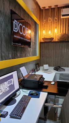 black computer setup