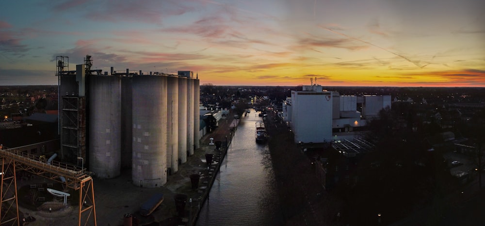 aerial photography of buildings during golden hour