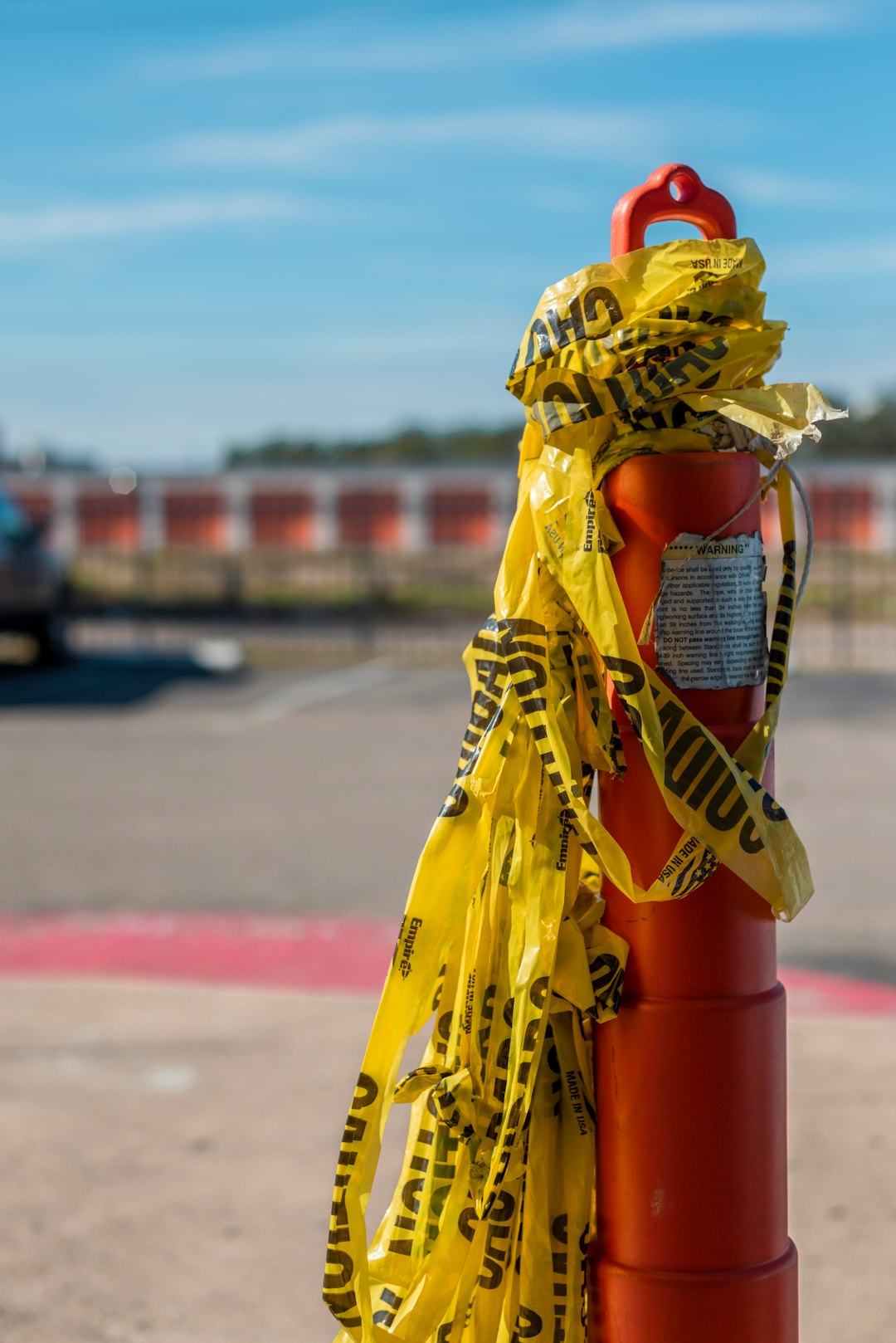 yellow line on the red metal rod