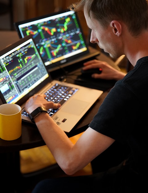 man sitting in front of the laptop