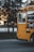 A school bus parked outside a school.