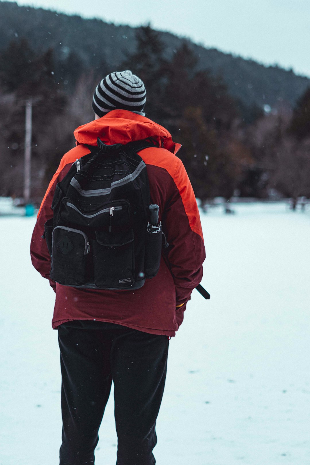 man wearing red jacket