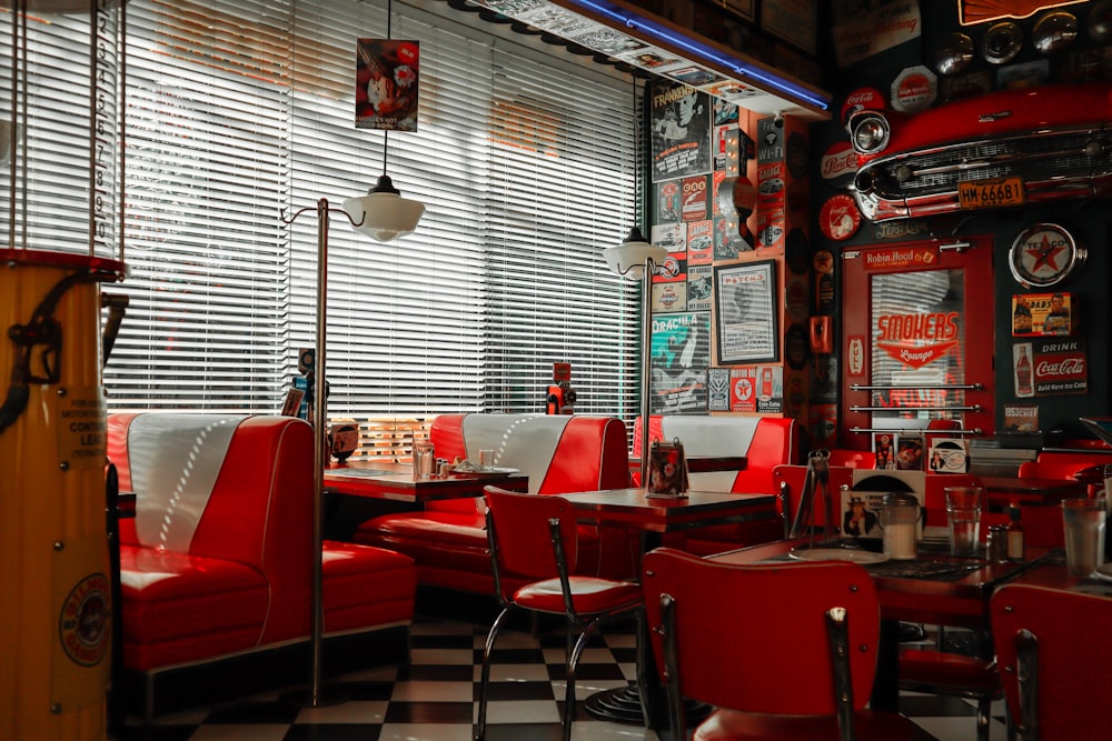 red leather bench inside room