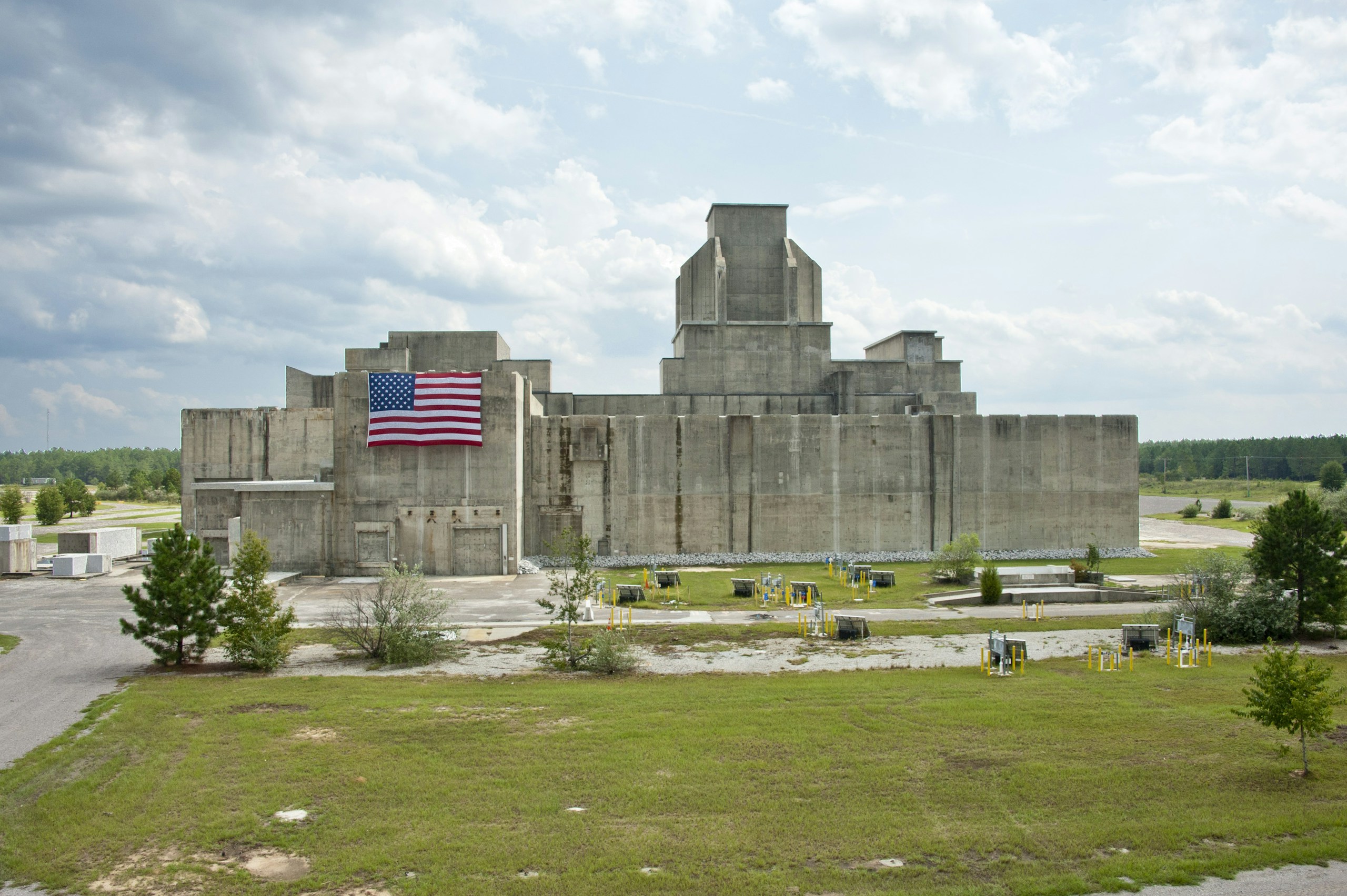 concrete fort between plants