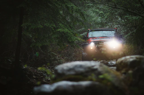 Vehicle on an unpaved dirt road