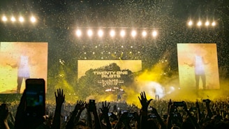 Fans waving hands and cheering wildly at a packed venue under the night sky during a Stayway concert.