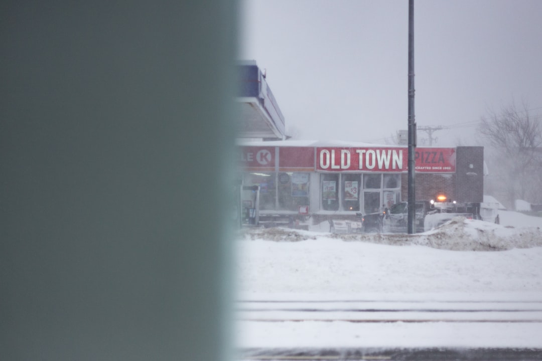 red Old Town store during snow