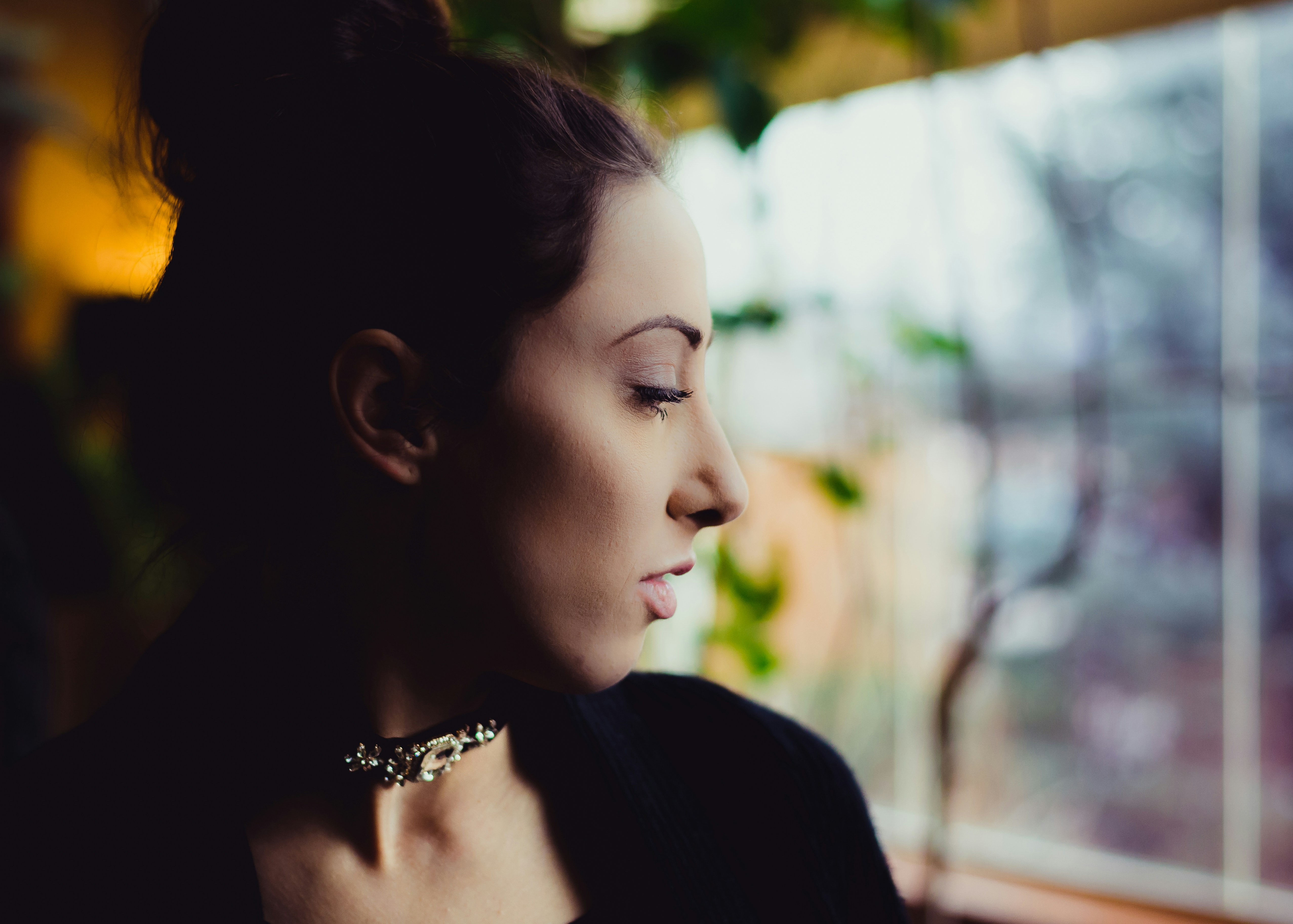woman wearing black top