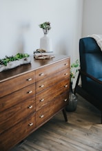 brown wooden lowboy dresser