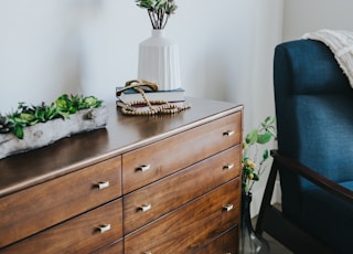 brown wooden lowboy dresser