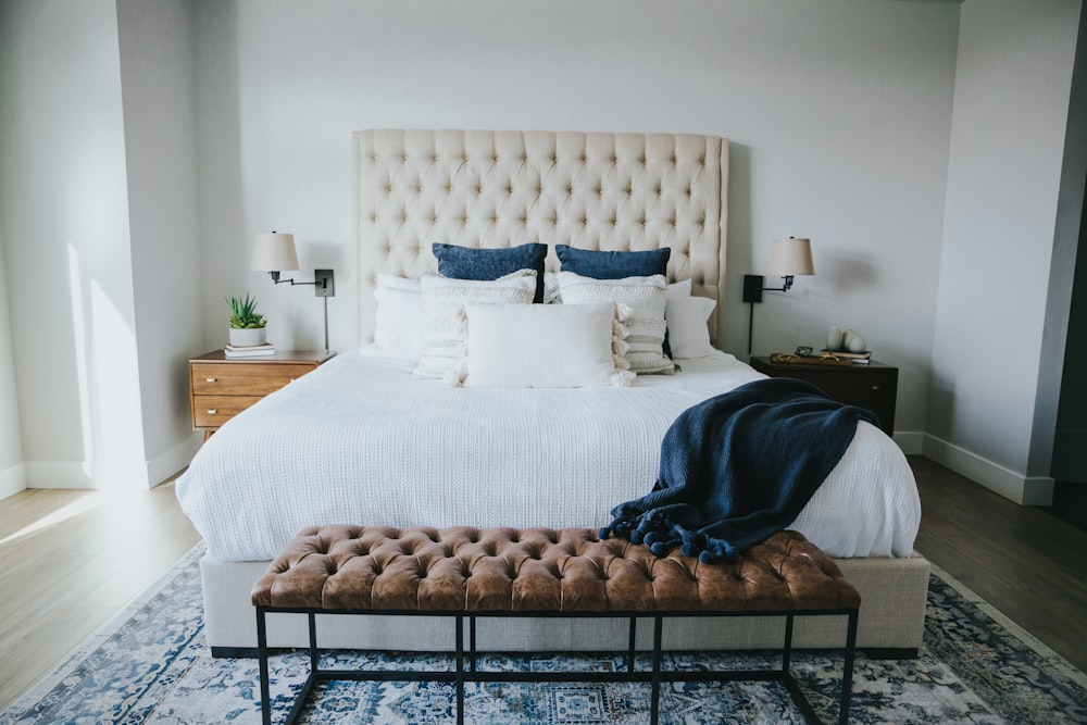 tufted brown sofa