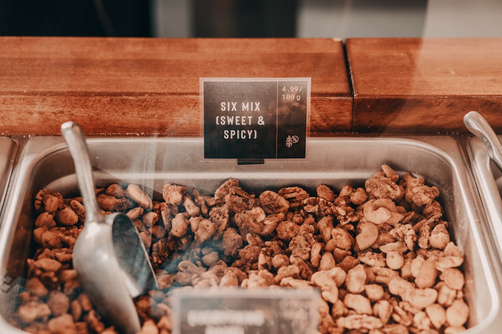 brown grains in tray