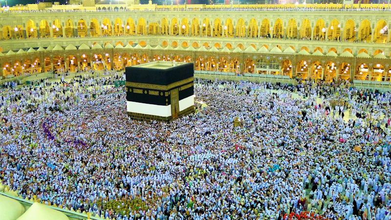 Tawaf around the Kaaba at Masjid al-Haram, Makkah