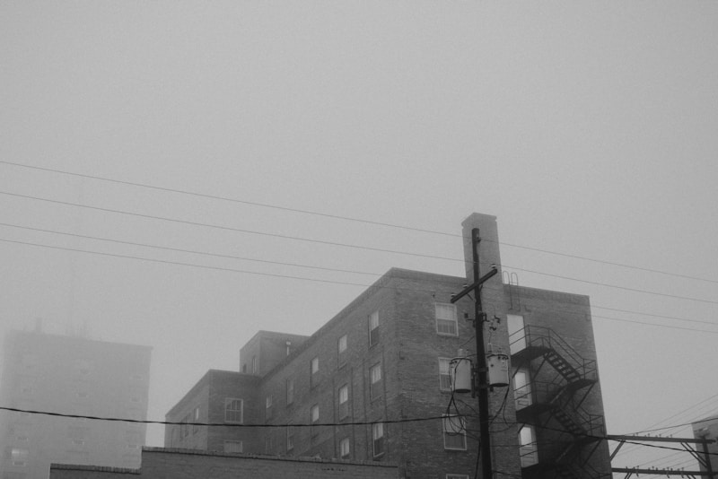 Black and white cityscape.