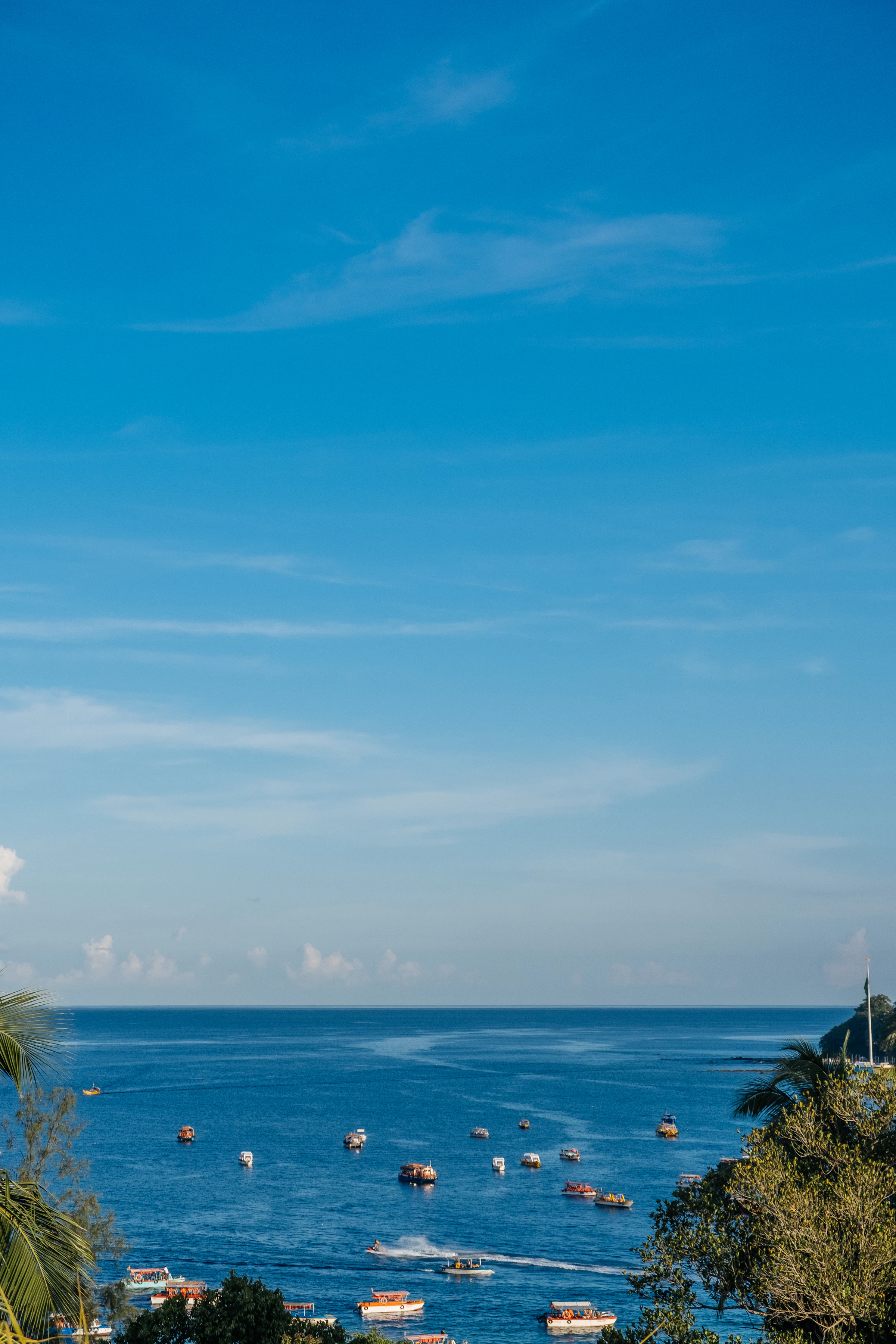 Clear blue sea under a blue sky in the Andaman Islands