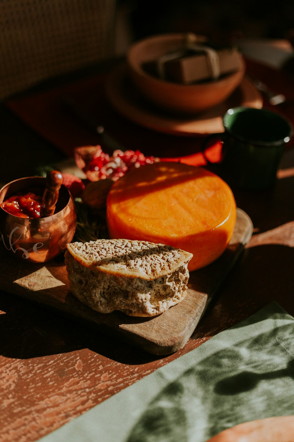 cheese on chopping board