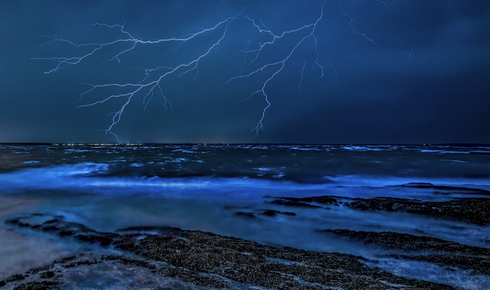 body of water under storm