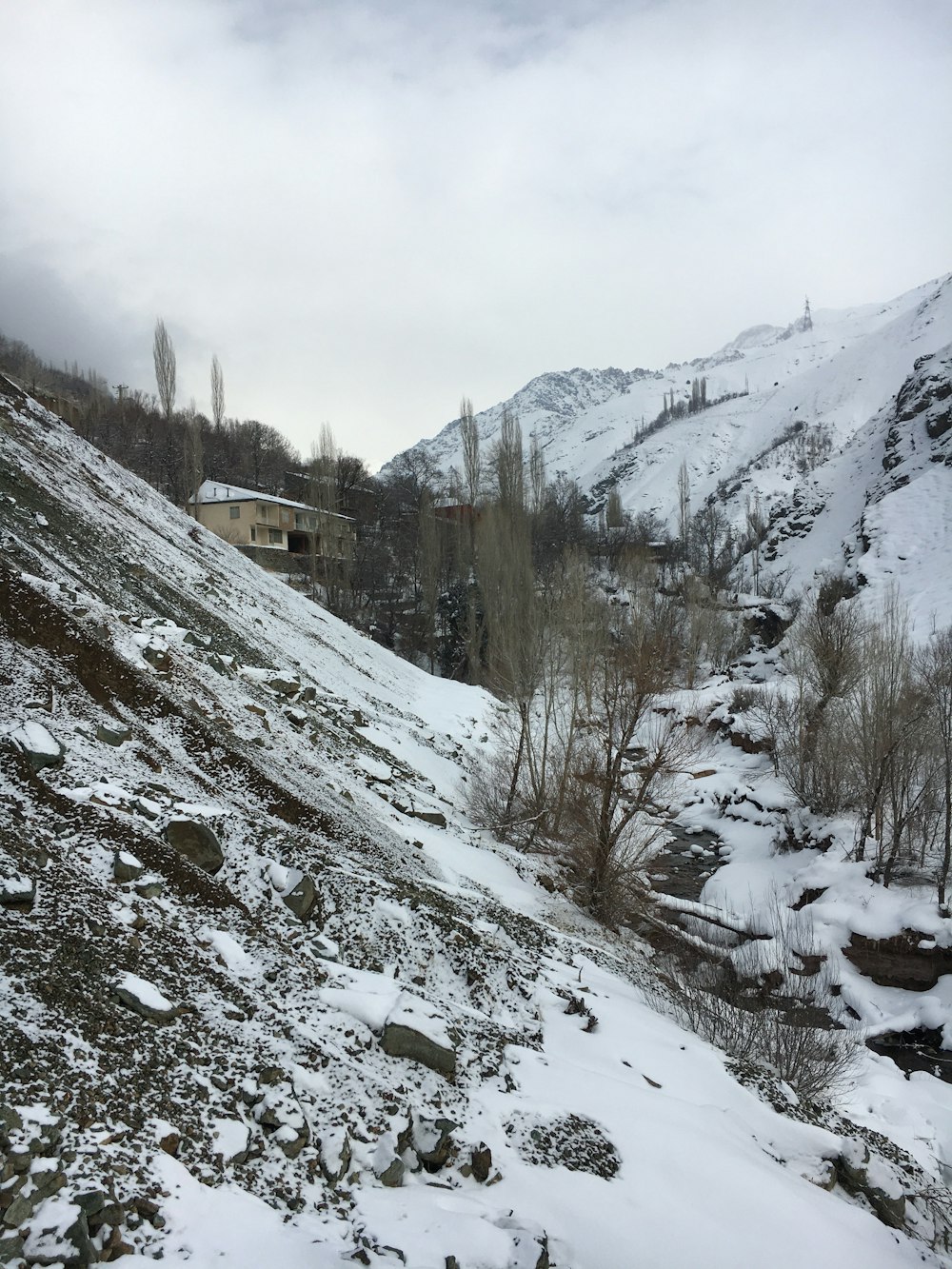 snow covered mountain during daytime