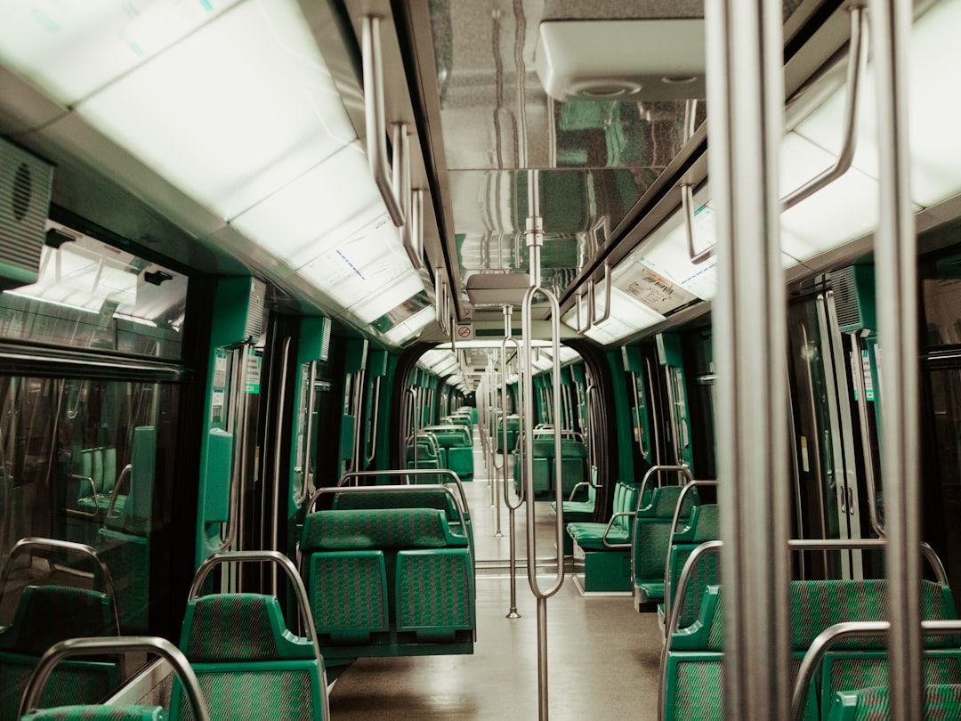 white and black train interior