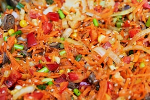 red and white sliced vegetables