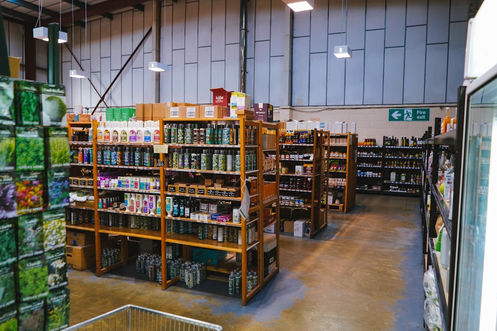 a store filled with lots of shelves filled with drinks