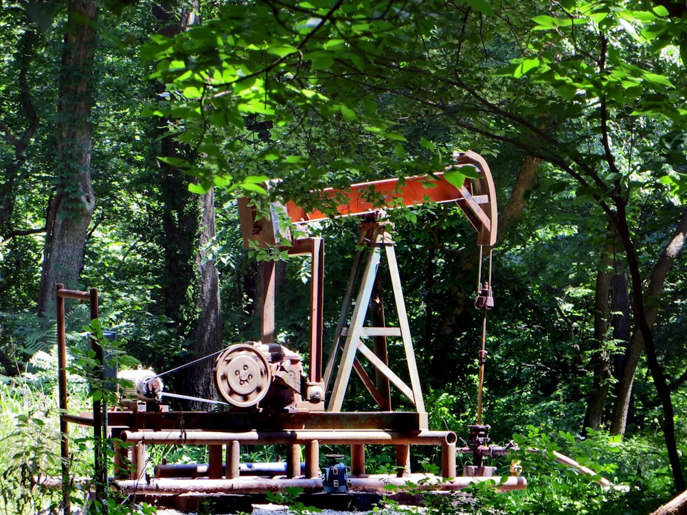 brown wooden ladder on forest during daytime