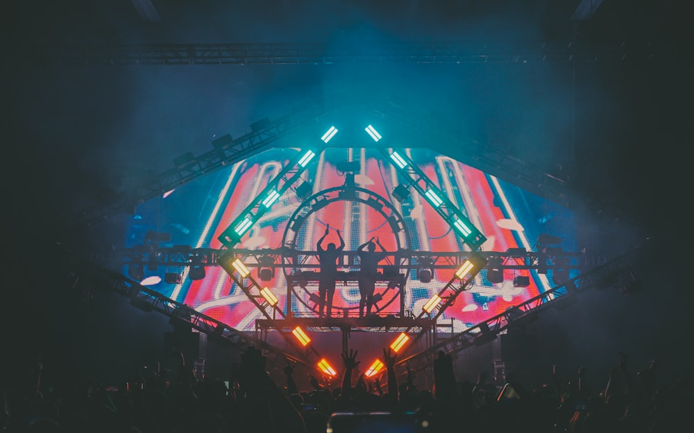 blue and red lighted stage