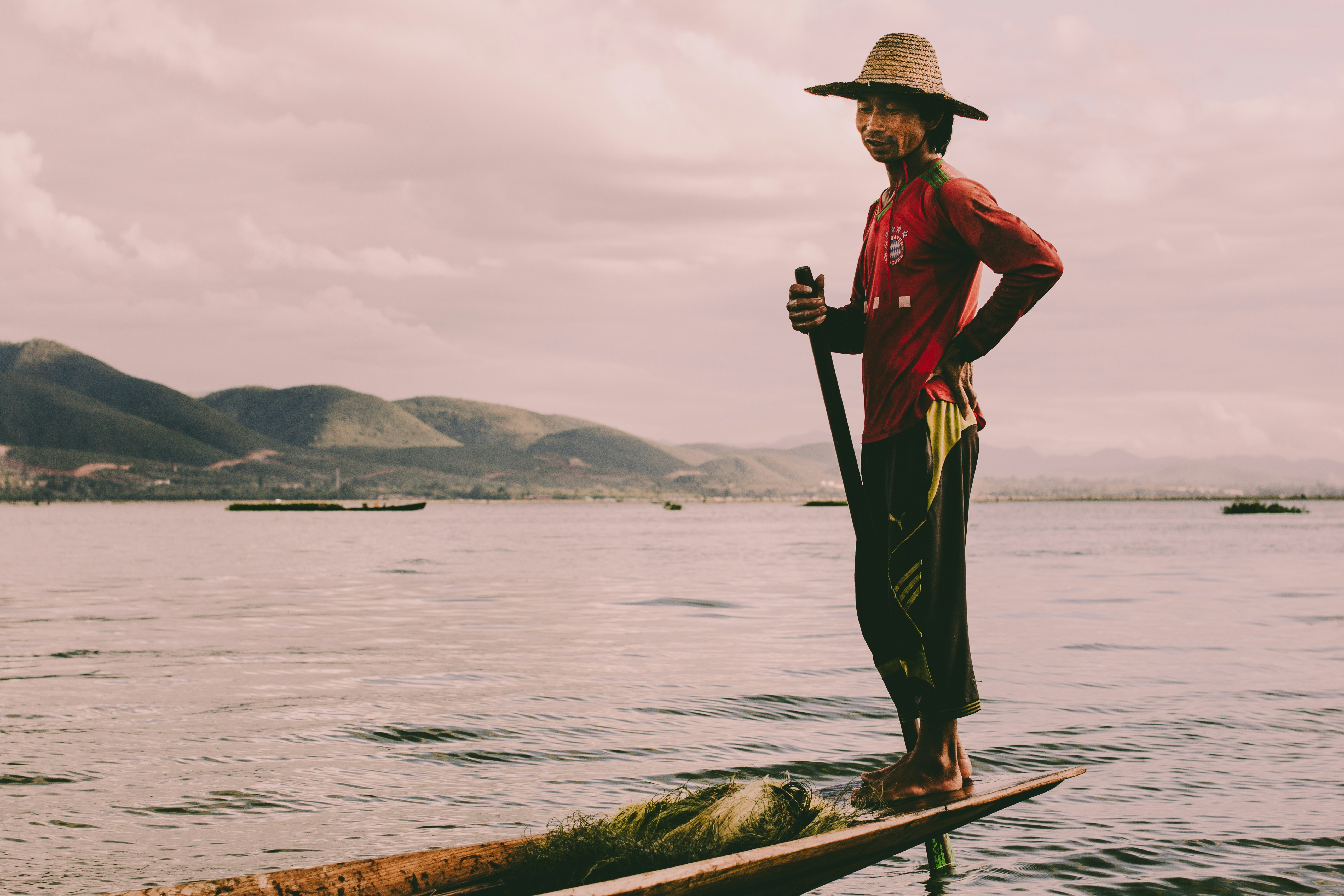 Reflecting on the day's work at Inle Lake.