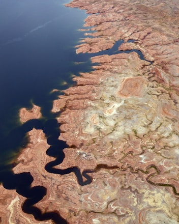 a large body of water surrounded by land