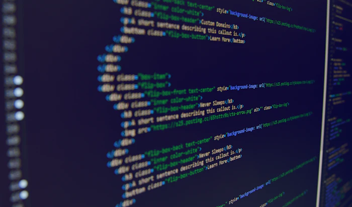 Close-up of a code editor screen with syntax-highlighted code