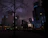 Urban night cityscape background with sleek dark mode design accents in lavender and gray.