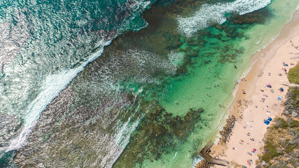 aerial view of ocean waves