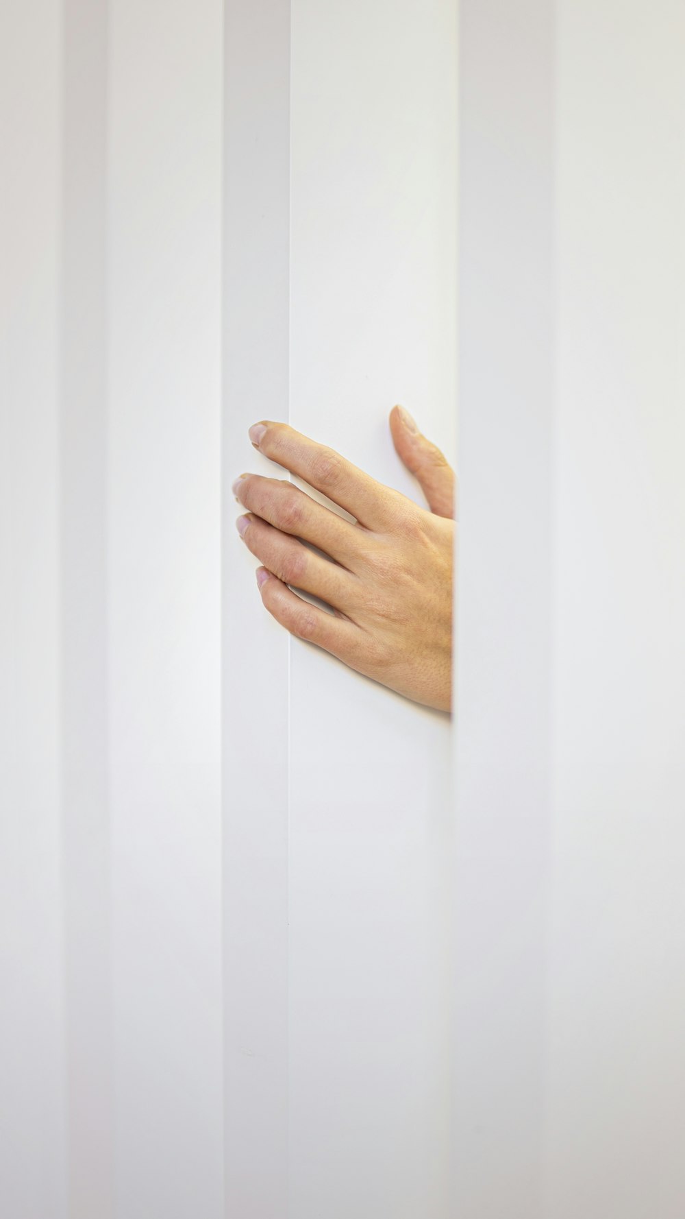 persons hand on white wall