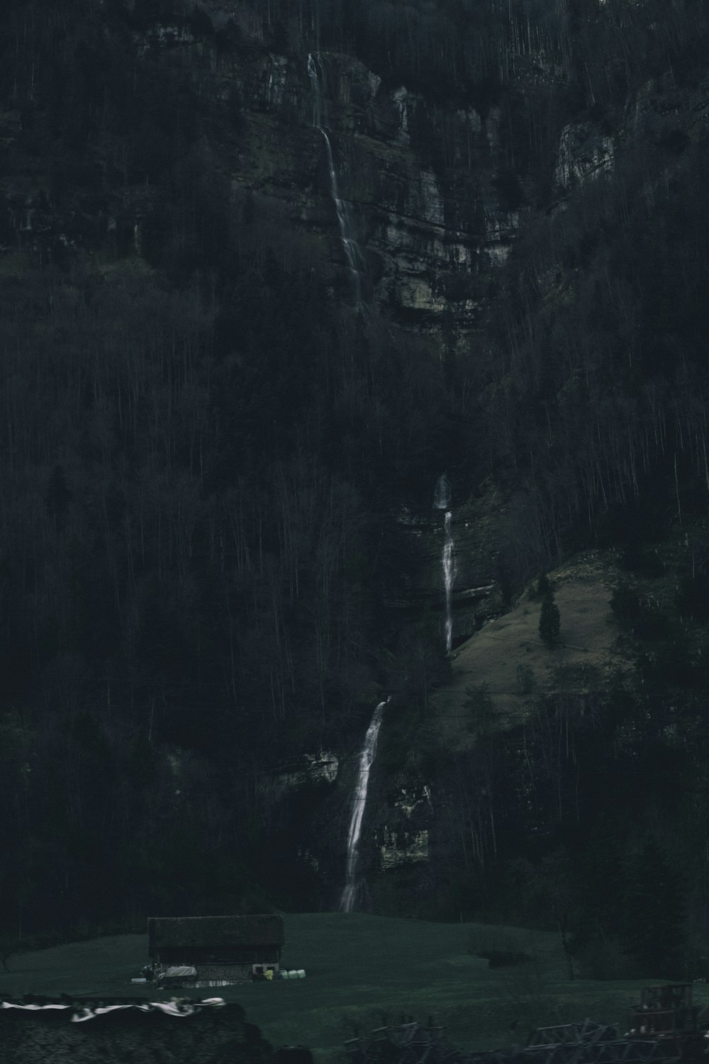 water falls in the middle of forest