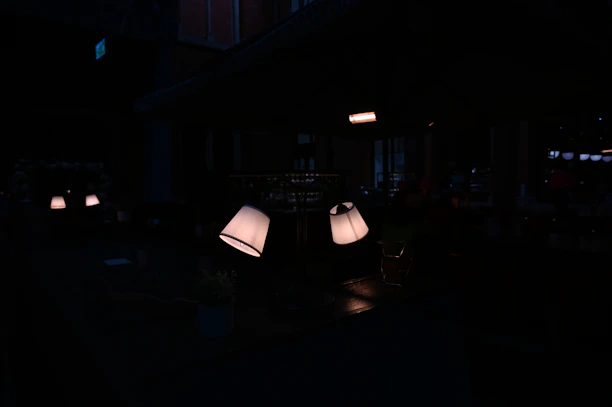 A cozy digital chat room interface glowing softly on a dark background.