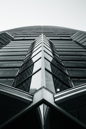 a black and white photo of a tall building