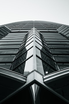 a black and white photo of a tall building