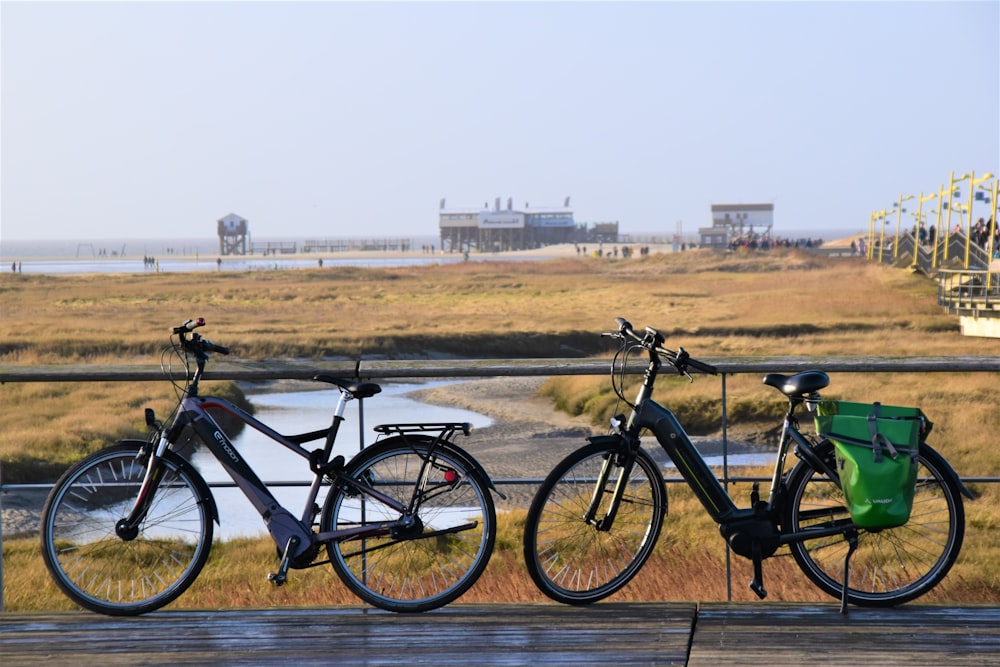 a couple of bikes parked next to each other