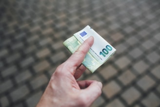 a person holding a piece of money in their hand