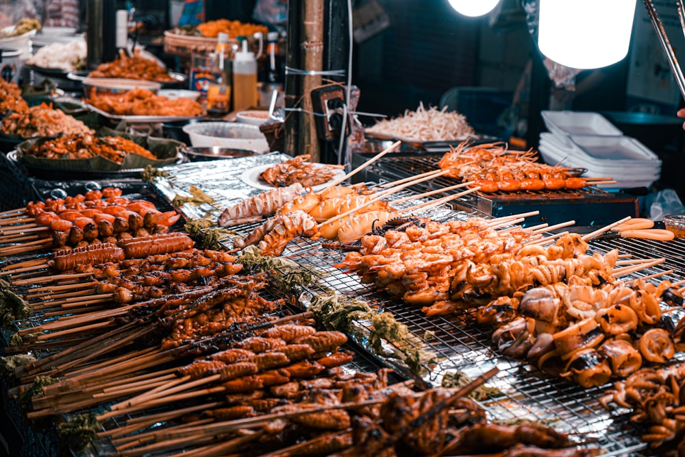 grilled meat on display counter