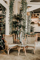 Elegant garden suite with comfortable seating and vibrant plants.