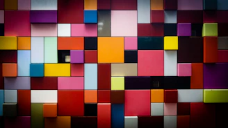 A vibrant block of colorful shapes arranged in a modern pattern.