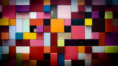 A vibrant block of colorful shapes arranged in a modern pattern.