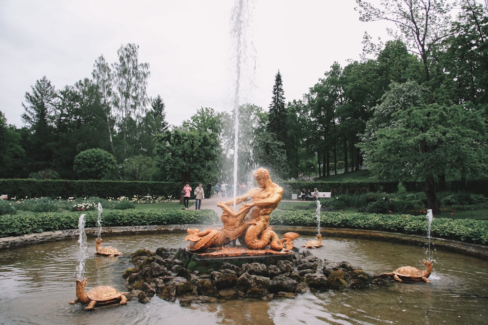 Fuente de agua en medio del parque