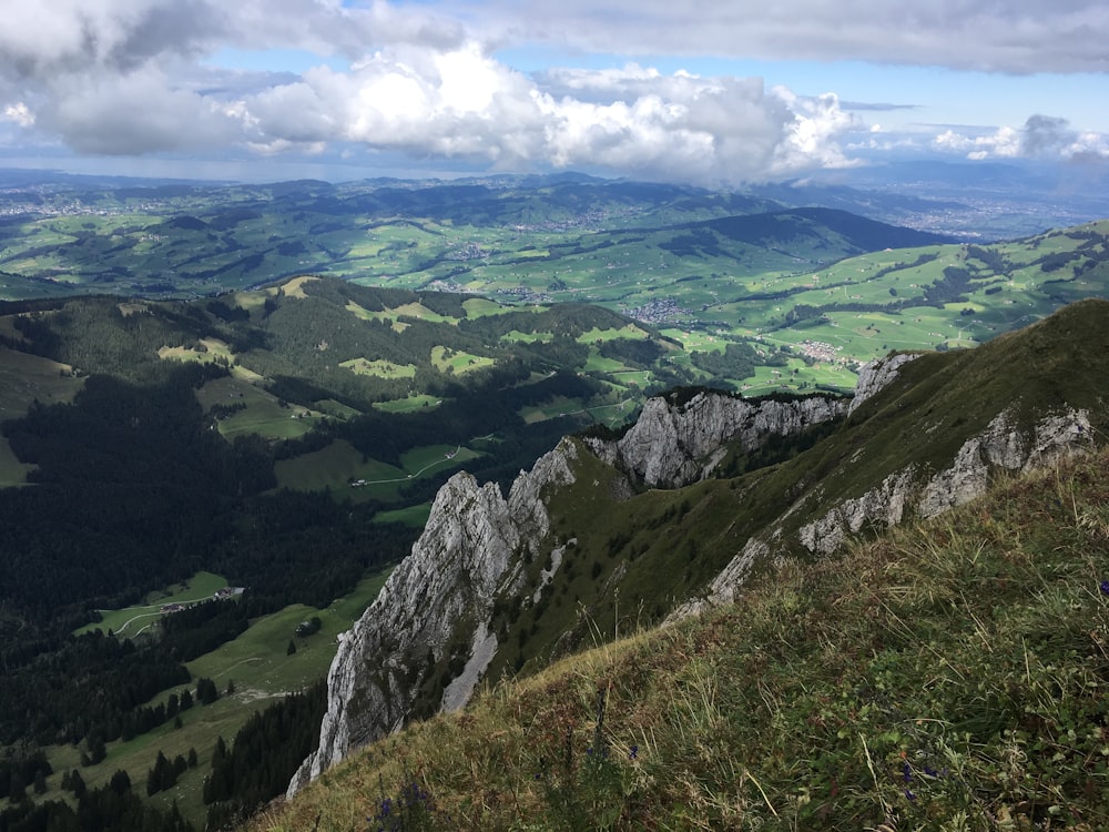 a view of a valley from the top of a mountain